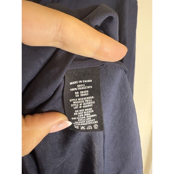 Theory Weekender Washed Twill Button Up Blouse Size Large Navy Blue - Picture 4 of 4